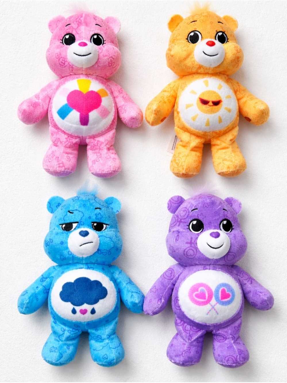Care Bears Plush Set - Pink, Yellow, Blue, Purple